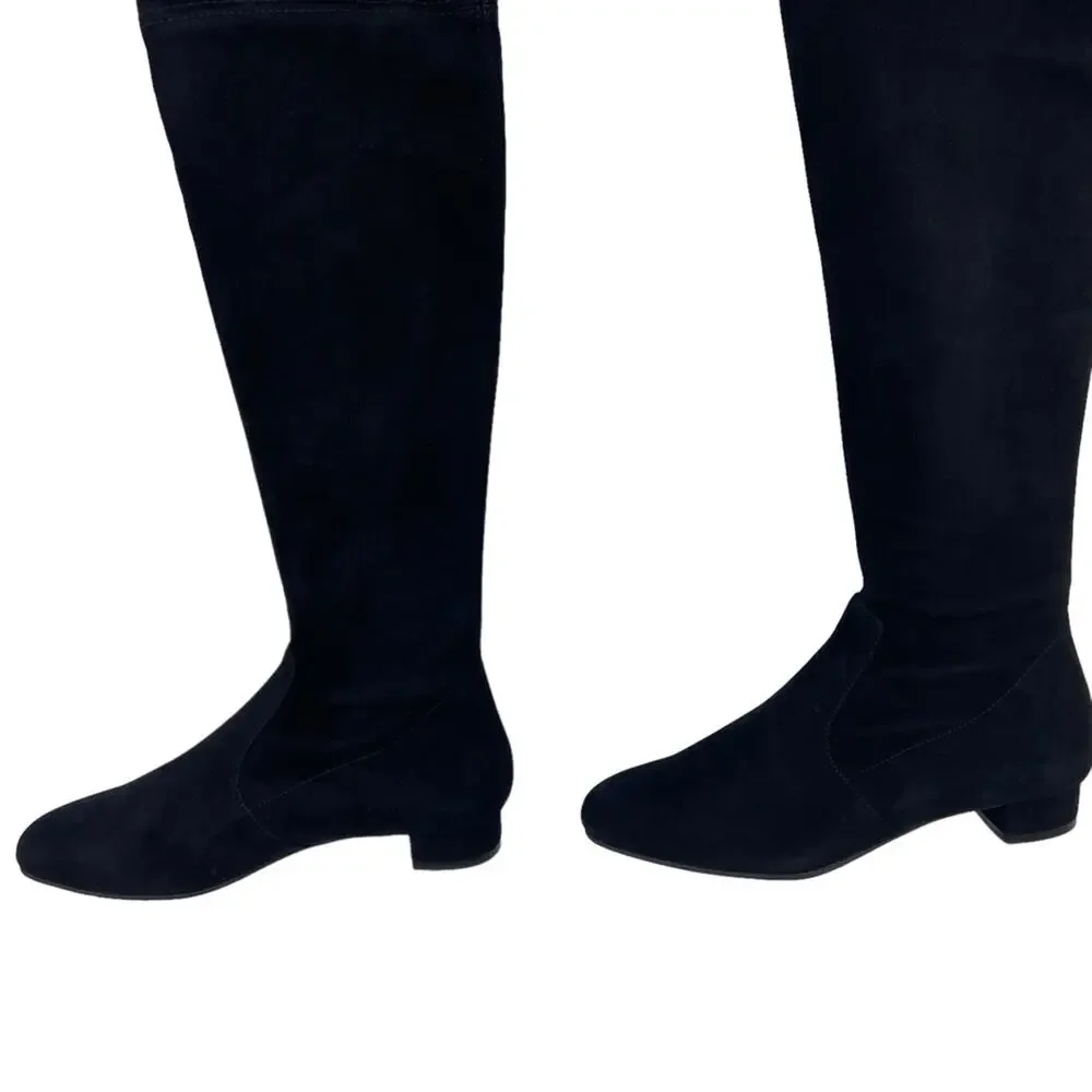 New Stuart Weitzman Genna 25 Over-the-Knee Black Stretch Suede Boots Size 36/5.5